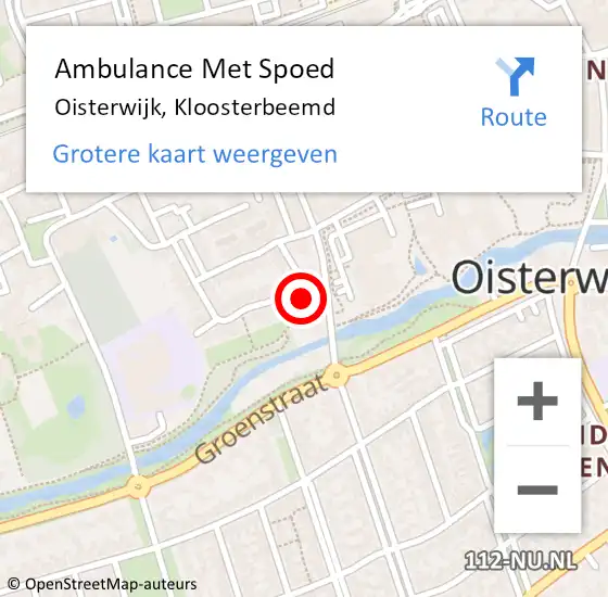 Locatie op kaart van de 112 melding: Ambulance Met Spoed Naar Oisterwijk, Kloosterbeemd op 9 oktober 2015 04:49