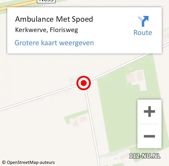 Locatie op kaart van de 112 melding: Ambulance Met Spoed Naar Kerkwerve, Florisweg op 23 november 2013 02:40