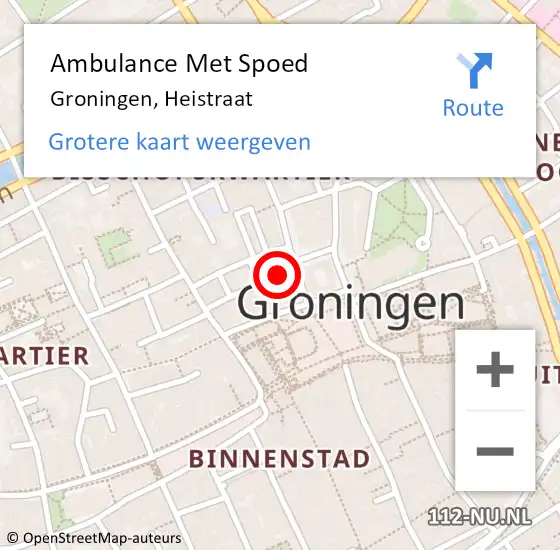 Locatie op kaart van de 112 melding: Ambulance Met Spoed Naar Groningen, Heistraat op 23 november 2013 09:54