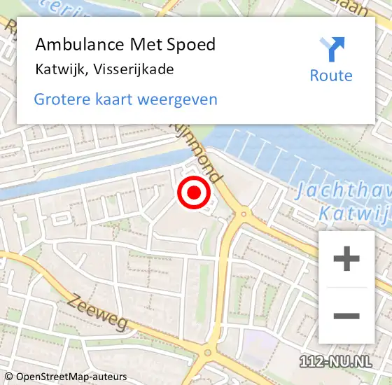 Locatie op kaart van de 112 melding: Ambulance Met Spoed Naar Katwijk, Visserijkade op 11 oktober 2015 04:16