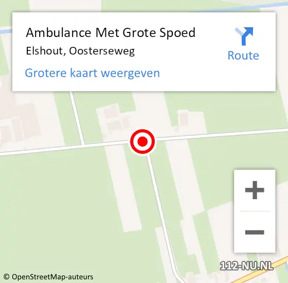 Locatie op kaart van de 112 melding: Ambulance Met Grote Spoed Naar Elshout, Oosterseweg op 11 oktober 2015 09:20
