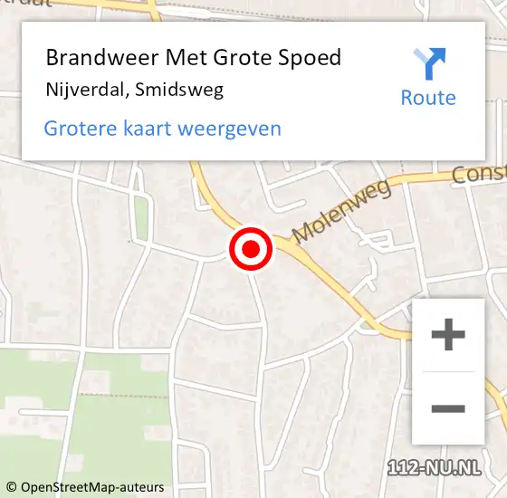 Locatie op kaart van de 112 melding: Brandweer Met Grote Spoed Naar Nijverdal, Smidsweg op 11 oktober 2015 16:02
