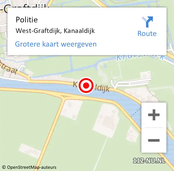 Locatie op kaart van de 112 melding: Politie West-Graftdijk, Kanaaldijk op 11 oktober 2015 16:51