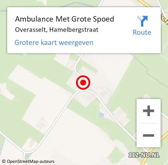 Locatie op kaart van de 112 melding: Ambulance Met Grote Spoed Naar Overasselt, Hamelbergstraat op 12 oktober 2015 13:50