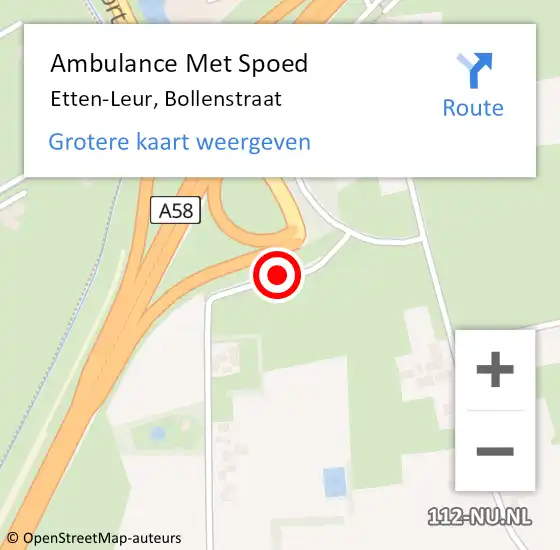 Locatie op kaart van de 112 melding: Ambulance Met Spoed Naar Etten-Leur, Bollenstraat op 12 oktober 2015 17:23