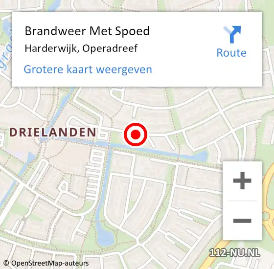 Locatie op kaart van de 112 melding: Brandweer Met Spoed Naar Harderwijk, Operadreef op 12 oktober 2015 18:14