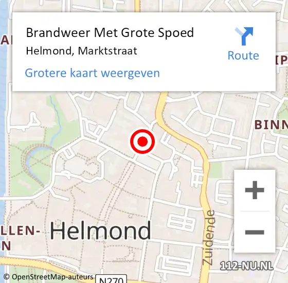 Locatie op kaart van de 112 melding: Brandweer Met Grote Spoed Naar Helmond, Marktstraat op 12 oktober 2015 22:33