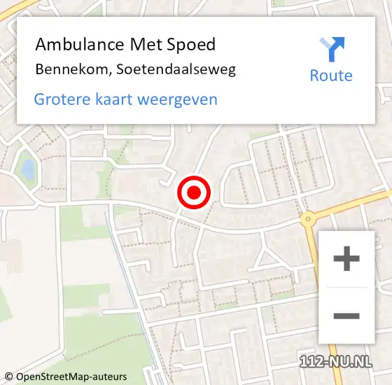 Locatie op kaart van de 112 melding: Ambulance Met Spoed Naar Bennekom, Soetendaalseweg op 13 oktober 2015 08:56