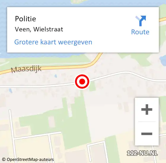 Locatie op kaart van de 112 melding: Politie Veen, Wielstraat op 13 oktober 2015 15:56