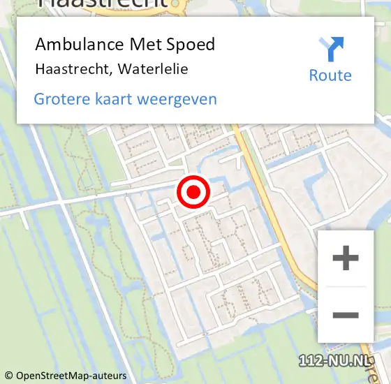 Locatie op kaart van de 112 melding: Ambulance Met Spoed Naar Haastrecht, Waterlelie op 14 oktober 2015 19:03