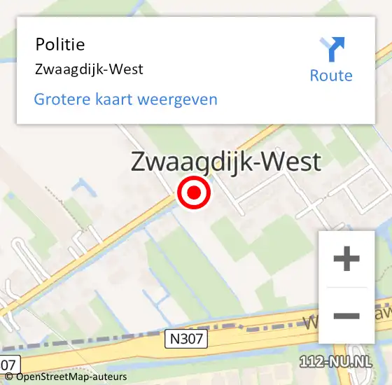 Locatie op kaart van de 112 melding: Politie Zwaagdijk-West op 14 oktober 2015 23:27