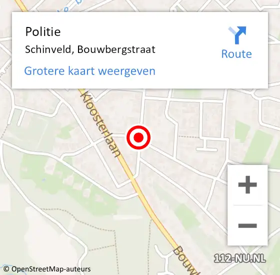 Locatie op kaart van de 112 melding: Politie Schinveld, Bouwbergstraat op 15 oktober 2015 14:24