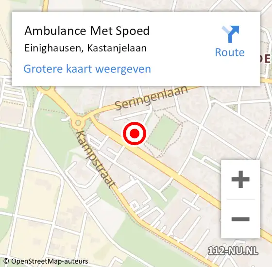 Locatie op kaart van de 112 melding: Ambulance Met Spoed Naar Einighausen, Kastanjelaan op 13 september 2013 17:46