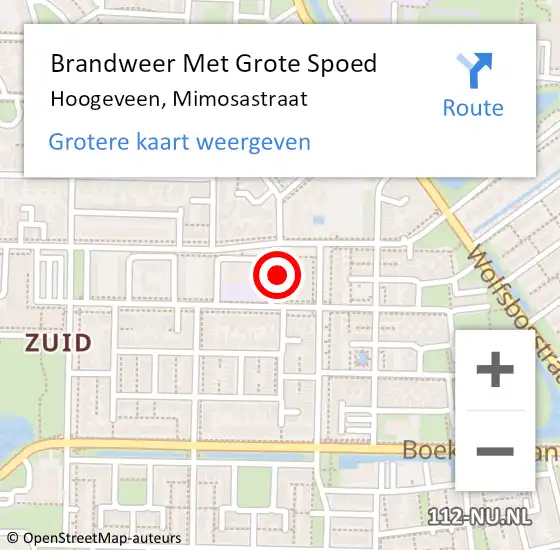 Locatie op kaart van de 112 melding: Brandweer Met Grote Spoed Naar Hoogeveen, Mimosastraat op 23 november 2013 19:54