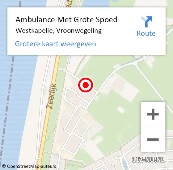 Locatie op kaart van de 112 melding: Ambulance Met Grote Spoed Naar Westkapelle, Vroonwegeling op 16 oktober 2015 10:29