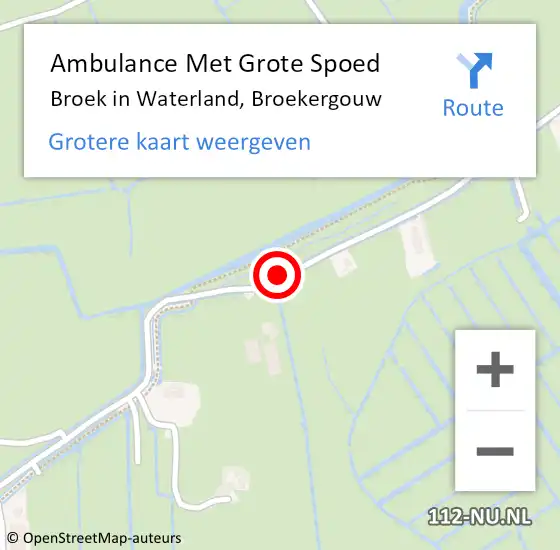 Locatie op kaart van de 112 melding: Ambulance Met Grote Spoed Naar Broek in Waterland, Broekergouw op 16 oktober 2015 15:44