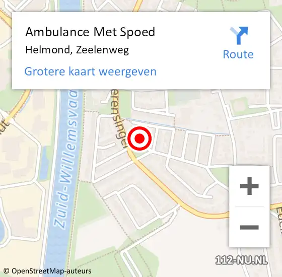 Locatie op kaart van de 112 melding: Ambulance Met Spoed Naar Helmond, Zeelenweg op 17 oktober 2015 10:31