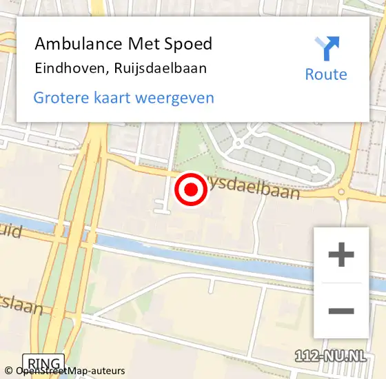 Locatie op kaart van de 112 melding: Ambulance Met Spoed Naar Eindhoven, Ruijsdaelbaan op 17 oktober 2015 13:28