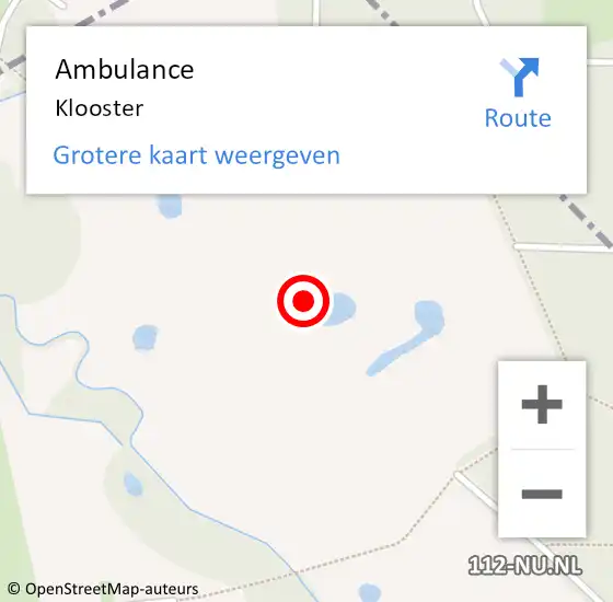 Locatie op kaart van de 112 melding: Ambulance Klooster op 17 oktober 2015 15:51