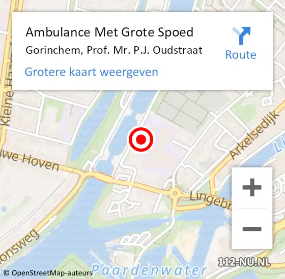 Locatie op kaart van de 112 melding: Ambulance Met Grote Spoed Naar Gorinchem, Prof. Mr. P.J. Oudstraat op 17 oktober 2015 15:52