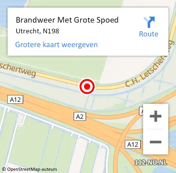 Locatie op kaart van de 112 melding: Brandweer Met Grote Spoed Naar Utrecht, N198 op 17 oktober 2015 15:56