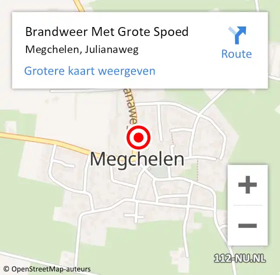 Locatie op kaart van de 112 melding: Brandweer Met Grote Spoed Naar Megchelen, Julianaweg op 17 oktober 2015 16:13
