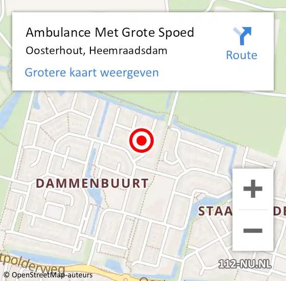 Locatie op kaart van de 112 melding: Ambulance Met Grote Spoed Naar Oosterhout, Heemraadsdam op 18 oktober 2015 05:49