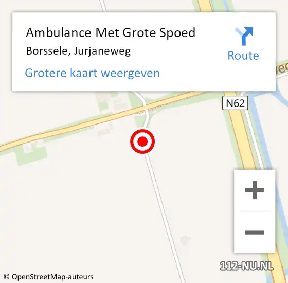 Locatie op kaart van de 112 melding: Ambulance Met Grote Spoed Naar Borssele, Jurjaneweg op 18 oktober 2015 14:08
