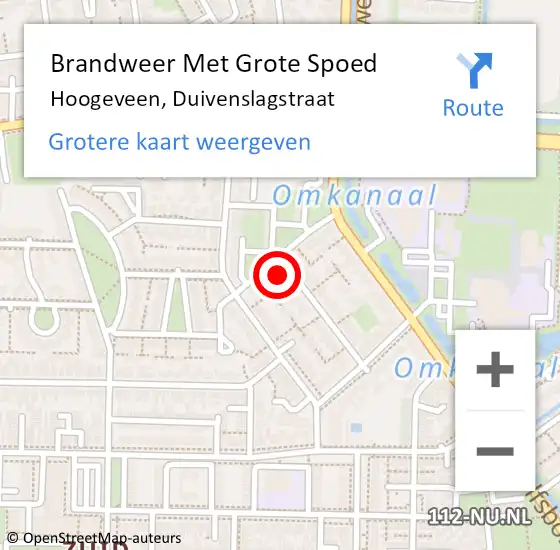 Locatie op kaart van de 112 melding: Brandweer Met Grote Spoed Naar Hoogeveen, Duivenslagstraat op 20 oktober 2015 01:33