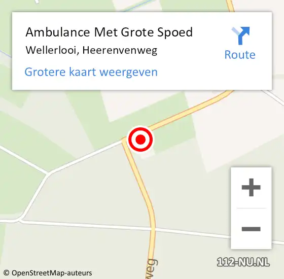 Locatie op kaart van de 112 melding: Ambulance Met Grote Spoed Naar Wellerlooi, Heerenvenweg op 20 oktober 2015 04:52
