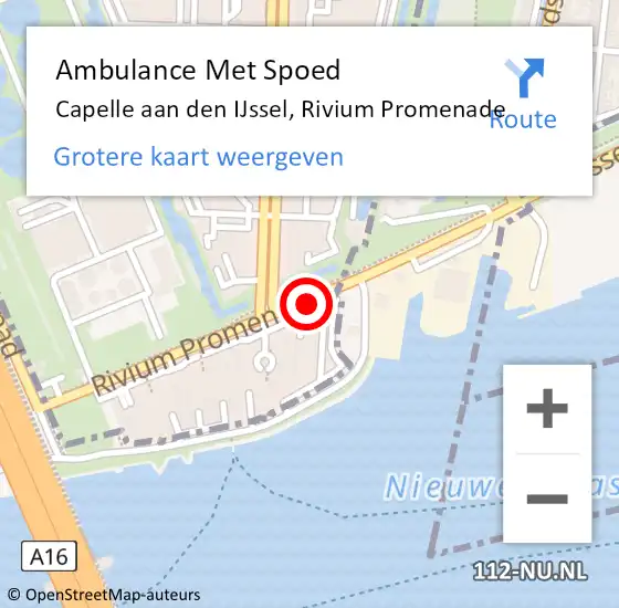 Locatie op kaart van de 112 melding: Ambulance Met Spoed Naar Capelle aan den IJssel, Rivium Promenade op 20 oktober 2015 07:05