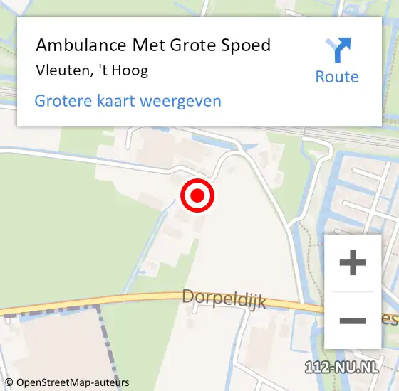 Locatie op kaart van de 112 melding: Ambulance Met Grote Spoed Naar Vleuten, 't Hoog op 20 oktober 2015 20:48