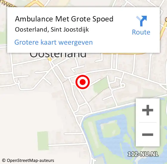 Locatie op kaart van de 112 melding: Ambulance Met Grote Spoed Naar Oosterland, Sint Joostdijk op 21 oktober 2015 11:26