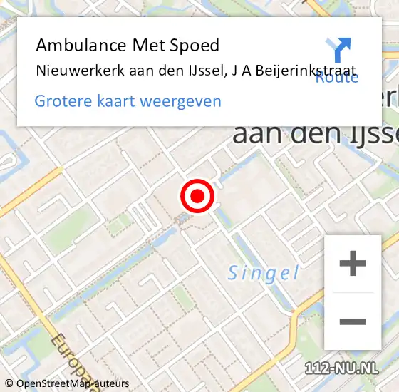 Locatie op kaart van de 112 melding: Ambulance Met Spoed Naar Nieuwerkerk aan den IJssel, J A Beijerinkstraat op 22 oktober 2015 03:01