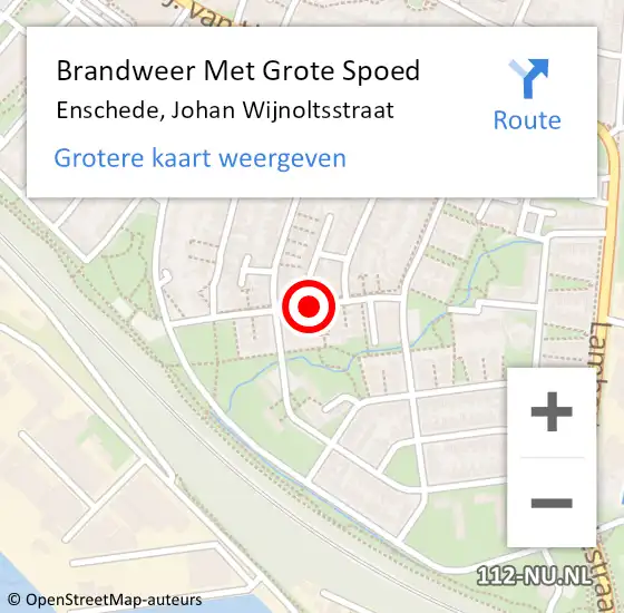 Locatie op kaart van de 112 melding: Brandweer Met Grote Spoed Naar Enschede, Johan Wijnoltsstraat op 22 oktober 2015 10:36