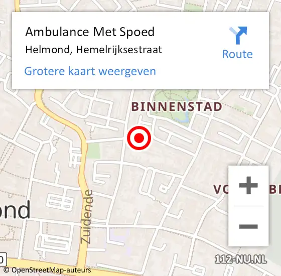 Locatie op kaart van de 112 melding: Ambulance Met Spoed Naar Helmond, Hemelrijksestraat op 22 oktober 2015 13:28