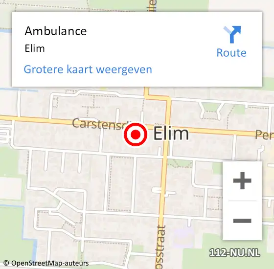 Locatie op kaart van de 112 melding: Ambulance Elim op 24 november 2013 15:08