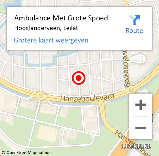 Locatie op kaart van de 112 melding: Ambulance Met Grote Spoed Naar Hooglanderveen, Leilat op 22 oktober 2015 23:09