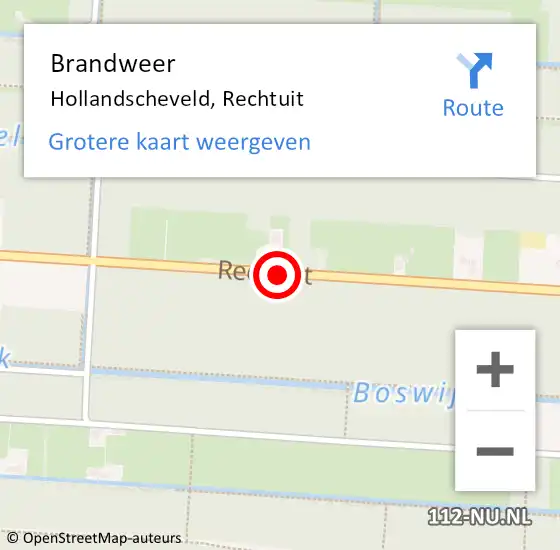 Locatie op kaart van de 112 melding: Brandweer Hollandscheveld, Rechtuit op 23 oktober 2015 05:56