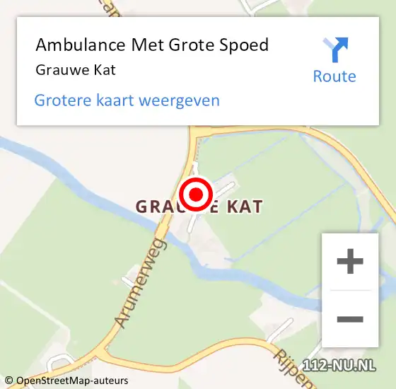 Locatie op kaart van de 112 melding: Ambulance Met Grote Spoed Naar Grauwe Kat op 23 oktober 2015 14:29