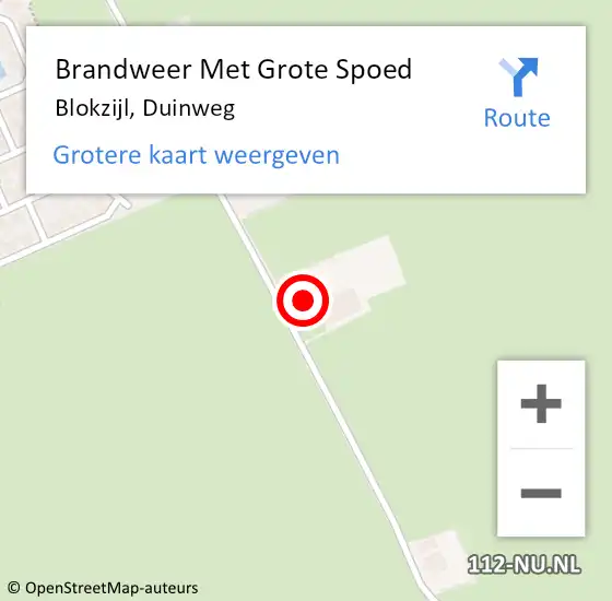 Locatie op kaart van de 112 melding: Brandweer Met Grote Spoed Naar Blokzijl, Duinweg op 23 oktober 2015 15:06