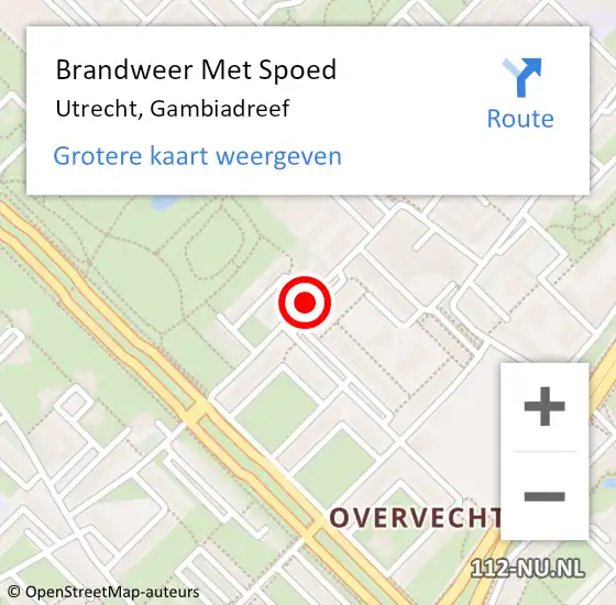 Locatie op kaart van de 112 melding: Brandweer Met Spoed Naar Utrecht, Gambiadreef op 23 oktober 2015 16:47