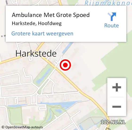 Locatie op kaart van de 112 melding: Ambulance Met Grote Spoed Naar Harkstede, Hoofdweg op 24 oktober 2015 15:08