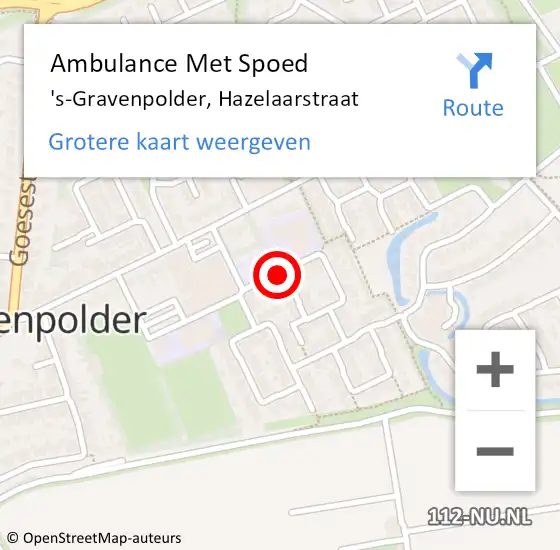 Locatie op kaart van de 112 melding: Ambulance Met Spoed Naar 's-Gravenpolder, Hazelaarstraat op 24 oktober 2015 17:01