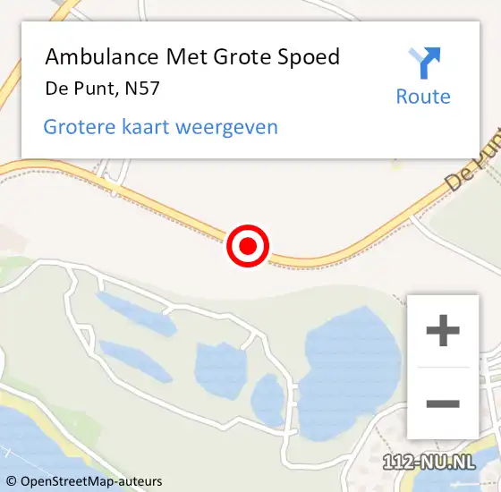 Locatie op kaart van de 112 melding: Ambulance Met Grote Spoed Naar De Punt, N57 op 24 oktober 2015 17:38