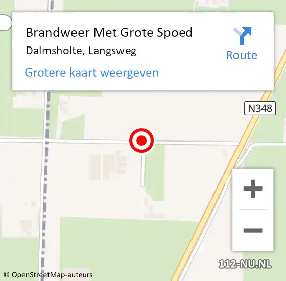 Locatie op kaart van de 112 melding: Brandweer Met Grote Spoed Naar Dalmsholte, Langsweg op 24 oktober 2015 18:54