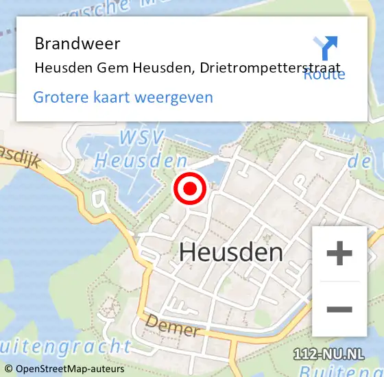 Locatie op kaart van de 112 melding: Brandweer Heusden Gem Heusden, Drietrompetterstraat op 24 november 2013 21:01