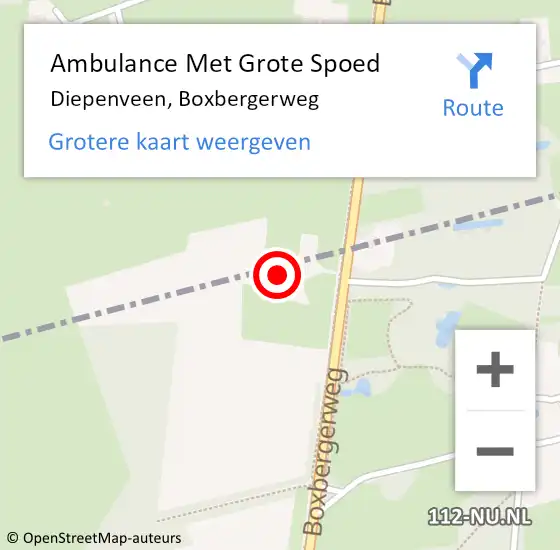 Locatie op kaart van de 112 melding: Ambulance Met Grote Spoed Naar Diepenveen, Boxbergerweg op 25 oktober 2015 07:46