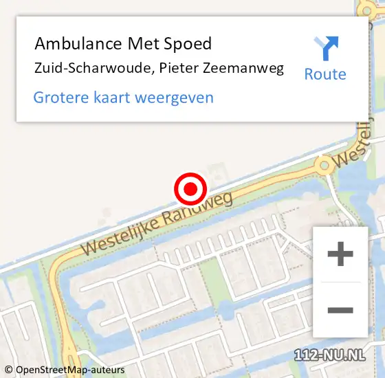 Locatie op kaart van de 112 melding: Ambulance Met Spoed Naar Zuid-Scharwoude, Pieter Zeemanweg op 25 oktober 2015 12:06