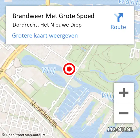 Locatie op kaart van de 112 melding: Brandweer Met Grote Spoed Naar Dordrecht, Het Nieuwe Diep op 25 oktober 2015 13:38